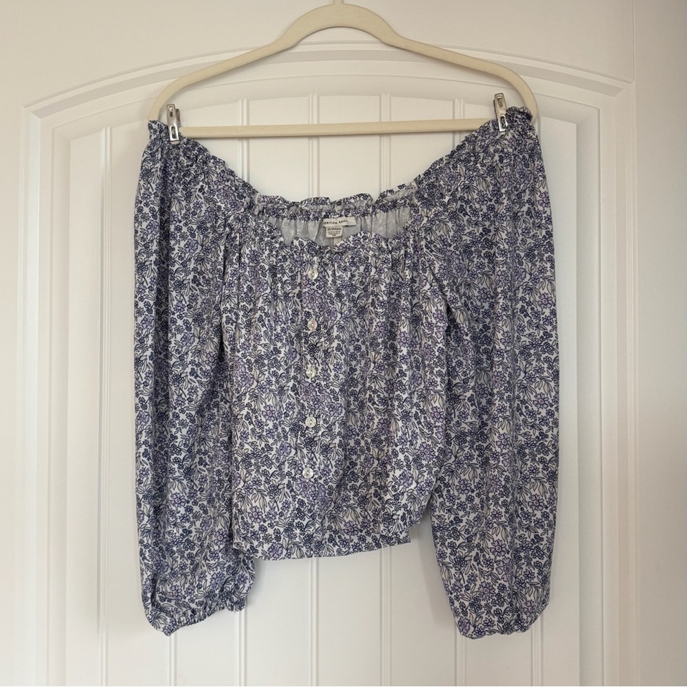 AE puff sleeve button up top